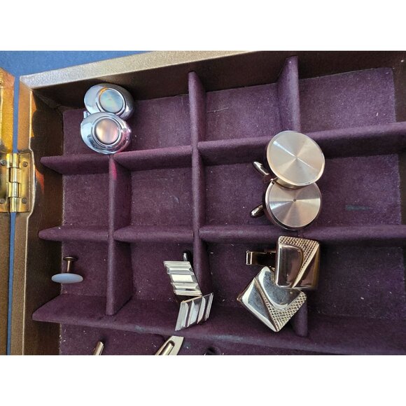 Vintage Lot Mens Tie Bar & Tie Tack In Gold Case - Picture 7 of 11